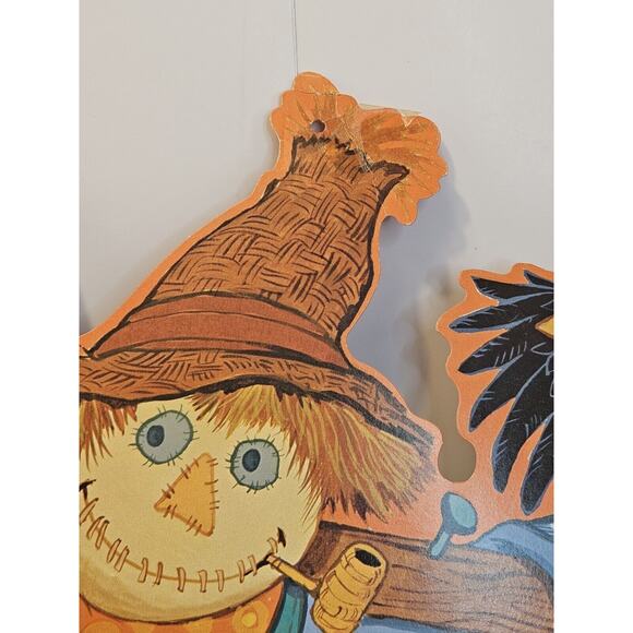 4 VTG KIRK Halloween Paper Die Cut Black Cat Tombstone Witch Werewolf Scarecrow - Picture 15 of 16